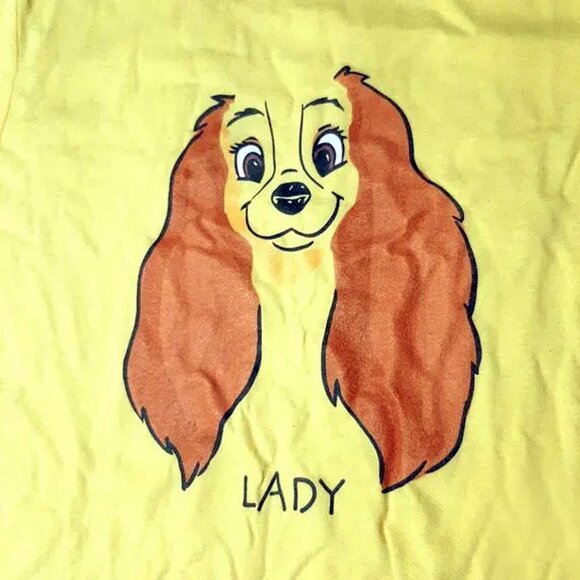 Disney Lady and the Tramp Ladys Face Sketch womens size medium yellow T-Shirt - Picture 2 of 6